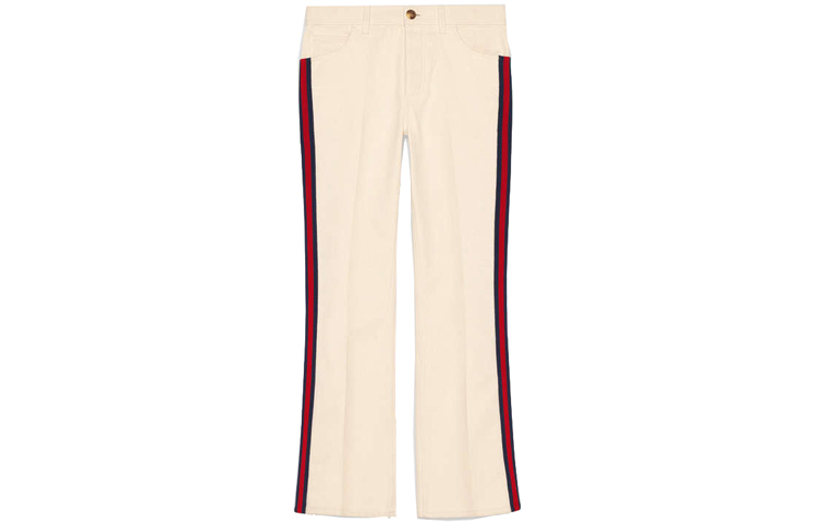 Order (W) GUCCI Seluar Denim Flared Kapas Putih Ivory. 527630-XRB86-9278