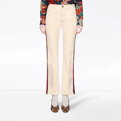 (W) GUCCI Seluar Denim Flared Kapas Putih Ivory. 527630-XRB86-9278 Lookbook (W) GUCCI Seluar Denim Flared Kapas Putih Ivory. 527630-XRB86-9278