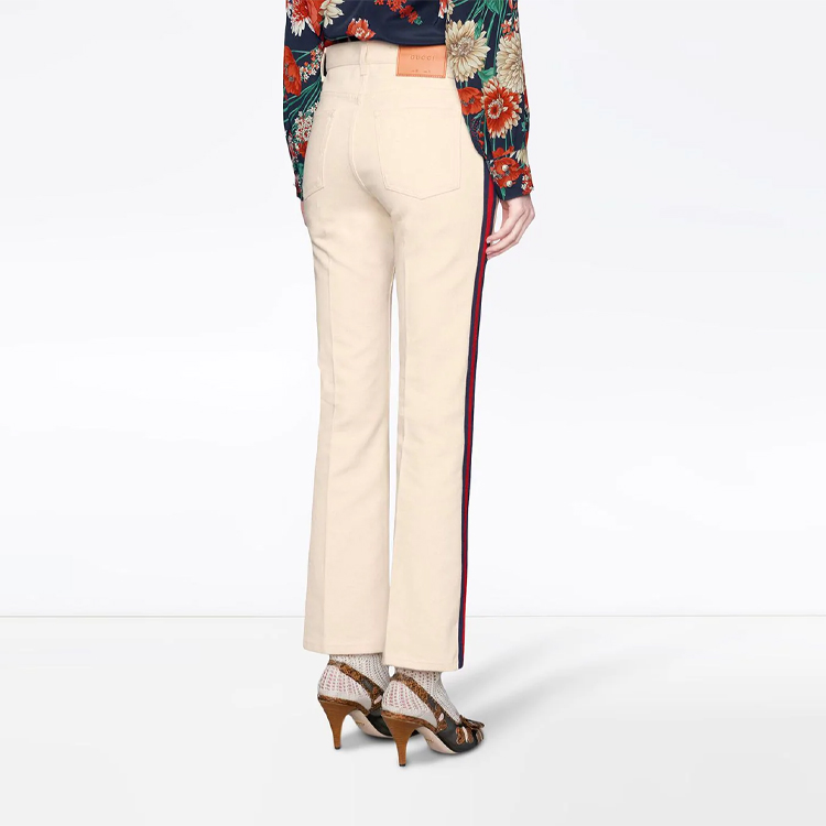 Shop (W) GUCCI Seluar Denim Flared Kapas Putih Ivory. 527630-XRB86-9278