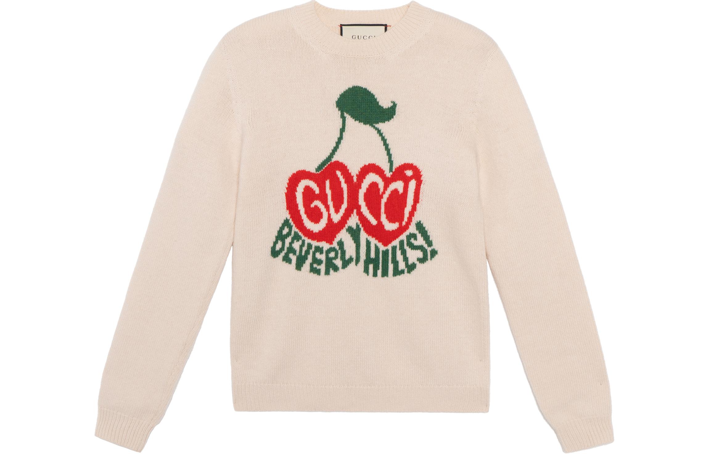 (Women) Gucci Ivory Wool Sweater with Cherry Appliqué 629127-XKBHI-9275