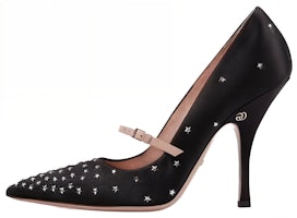 (Women) Gucci Jodie Embellished Satin Pumps Black 723430-FJSY0-1097 (Women) Gucci Jodie Embellished Satin Pumps Black 723430-FJSY0-1097