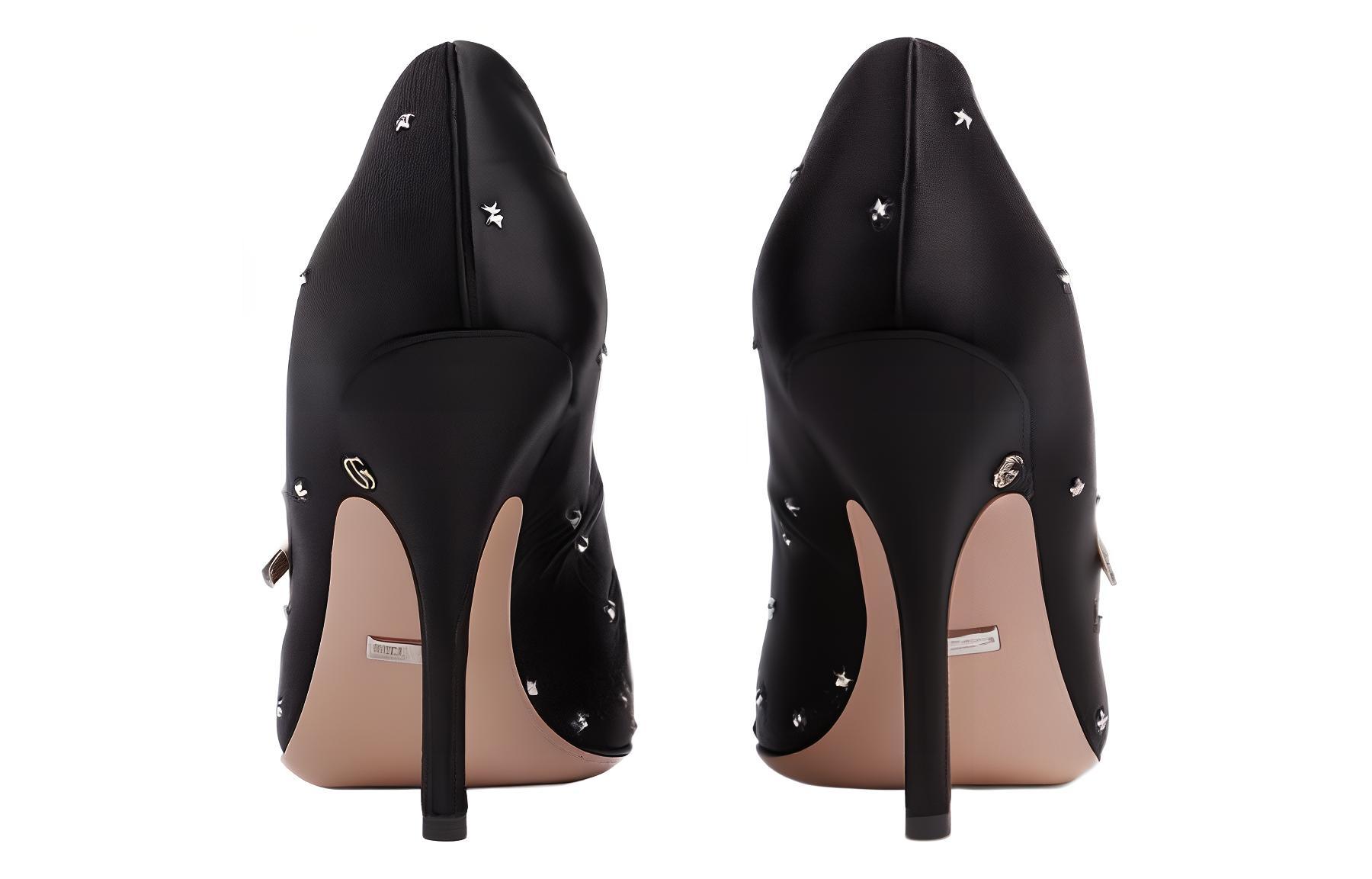 Shop (W) Gucci Jodie Satin Hitam Berhiaskan Pompa 723430-FJSY0-1097