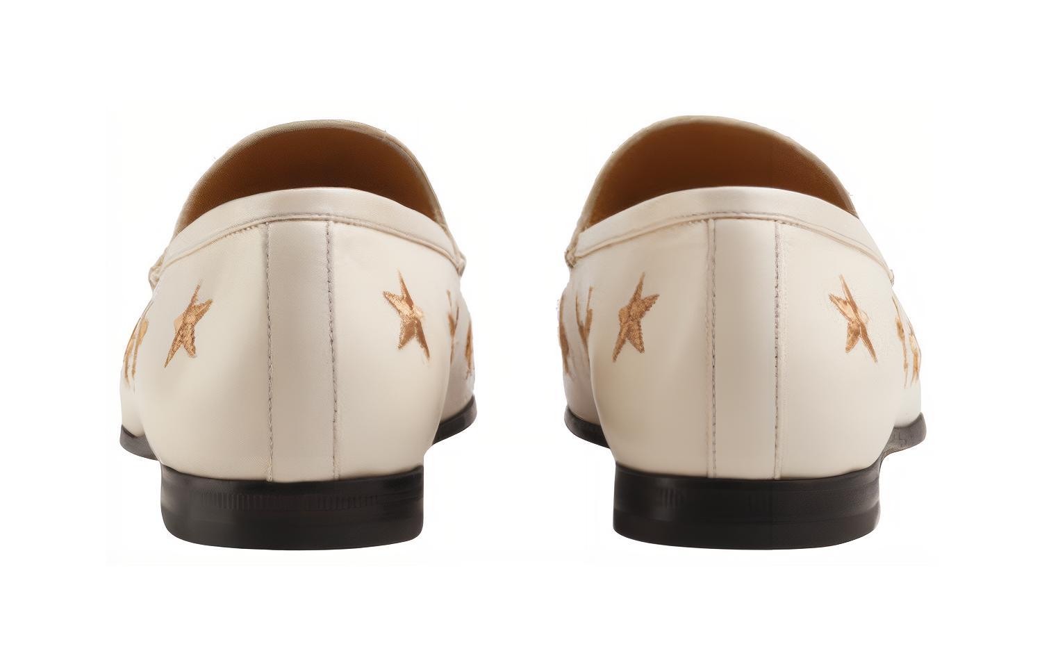 Purchase (W) Gucci Jordaan Mocassini Ricamati in Pelle Bianca 505281-D3V00-9022