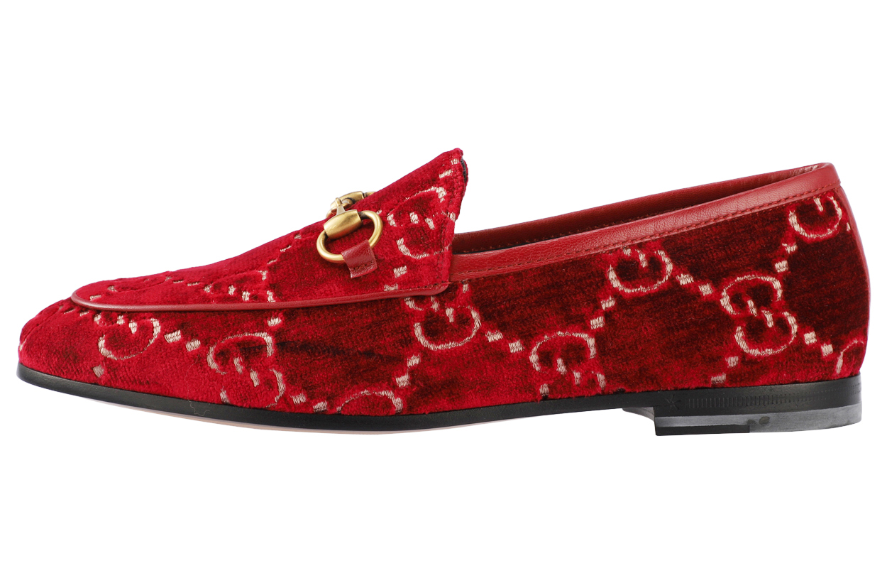 (Women) Gucci Jordaan GG Velvet Loafer 'Red' 431467-9JT20-6496