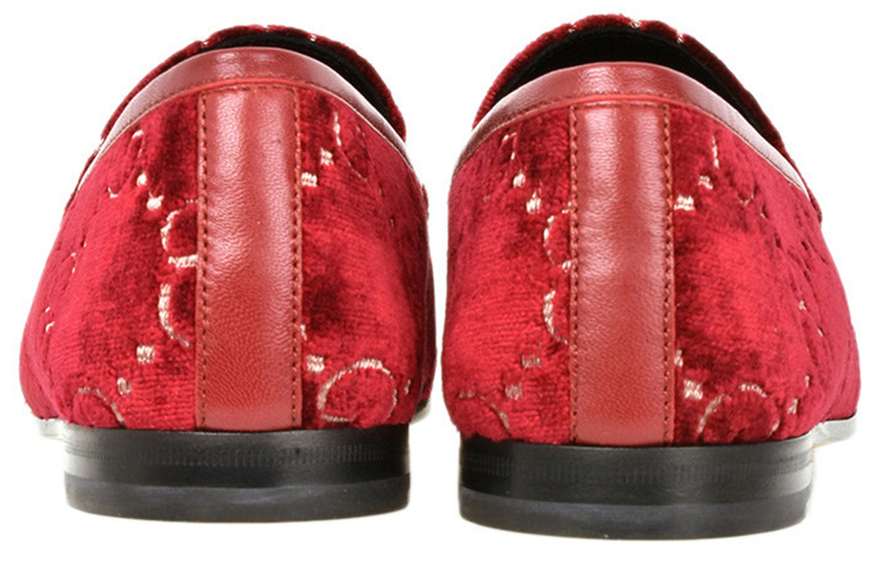 Purchase (W) Gucci Jordaan Mocasín de Terciopelo GG 'Rojo' 431467-9JT20-6496