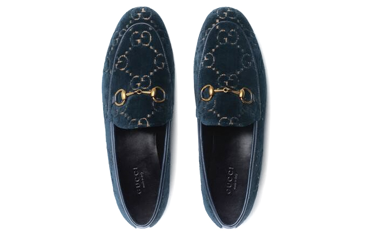 (W) Gucci Jordaan Loafer 'Navy GG Velvet' 圖 4