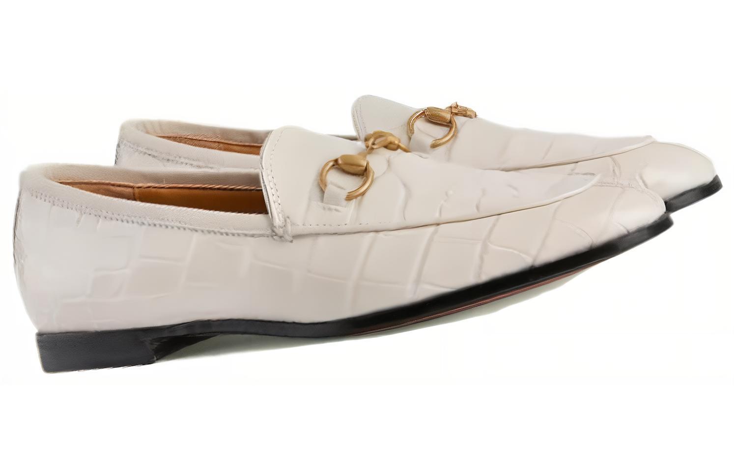 Lookbook (W) Gucci Jordaan 乐福鞋 '白色马衔扣' 404069-E5BF0-9022