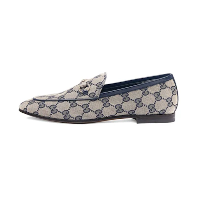 (W) Gucci Jordaan Loafer Blue GG Canvas