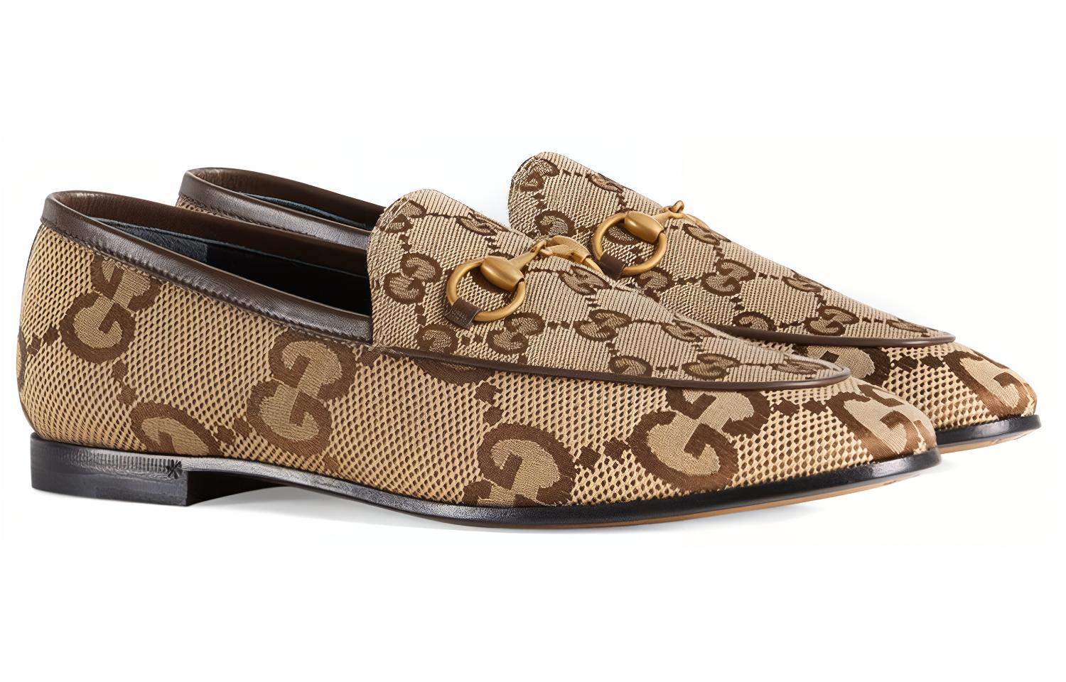 Lookbook (W) Gucci Jordaan Loafer GG Canvas Sepatu Kulit Pria Branded 431467-UKO60-2588