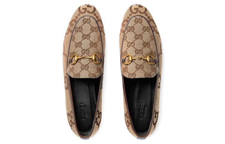 Shop (W) Gucci Jordaan Loafer GG Canvas Sepatu Kulit Pria Branded 431467-UKO60-2588