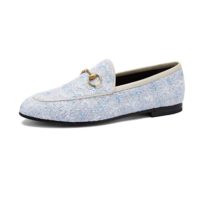 (W) Gucci Jordaan Tweed Loafers 'Blue'