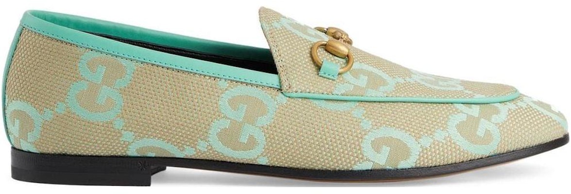 (Women) Gucci Jumbo GG Jordaan Loafer Beige Mint Green Canvas 431467-FABB1-8867 Order (Women) Gucci Jumbo GG Jordaan Loafer Beige Mint Green Canvas 431467-FABB1-8867