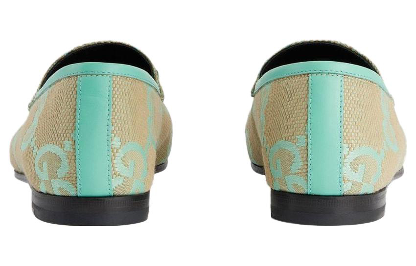 Purchase (W) Gucci Jumbo GG Jordaan Mocasín Beige Verde Menta Lona 431467-FABB1-8867