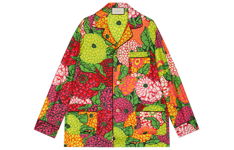 (Women) Gucci Ken Scott Print Silk Long-Sleeve Shirt for Women Multicolor 650233-ZAGID-5098