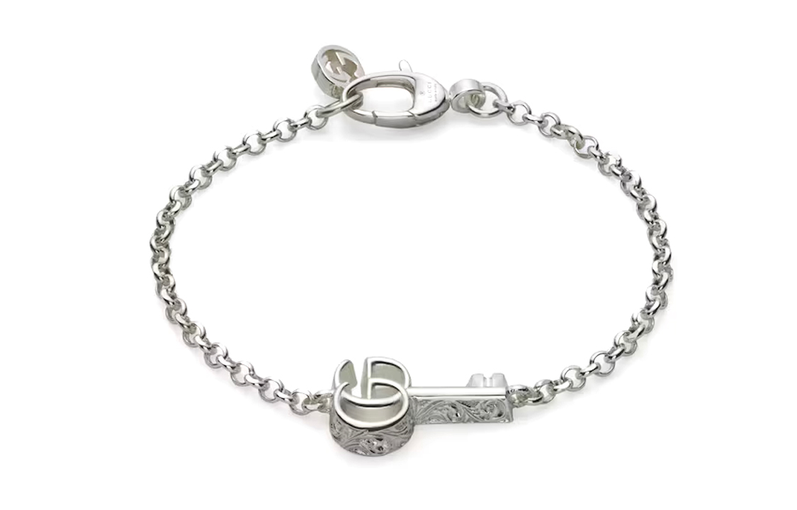 (Women) GUCCI Key Charm 925 Silver Bracelet for Women - Silver Color. 632207-J8400-8106