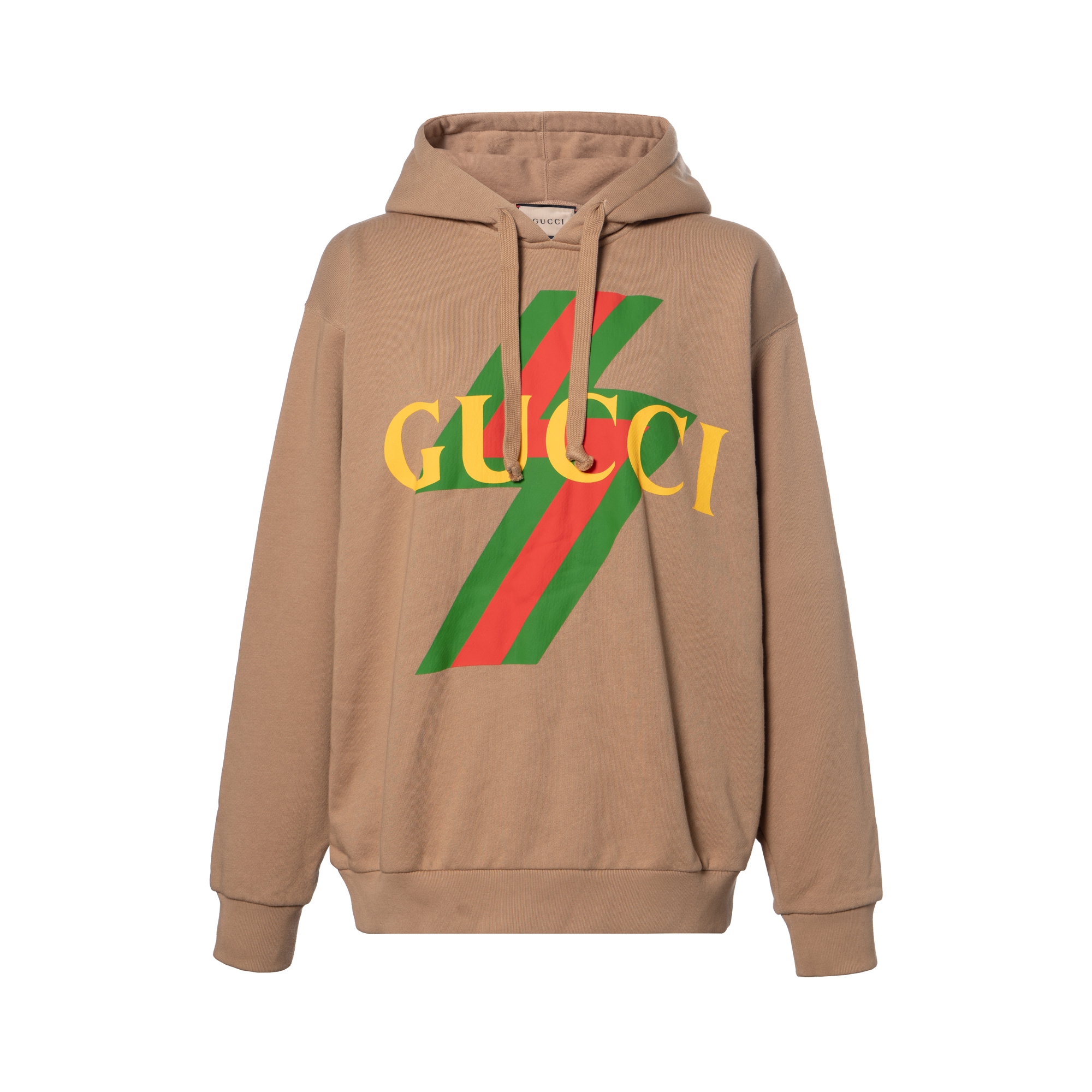 (Women) Gucci Khaki Logo Print Pullover Hoodie FW22 717427-XJEXP-2597