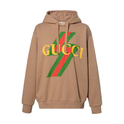 (Women) Gucci Khaki Logo Print Pullover Hoodie FW22 717427-XJEXP-2597