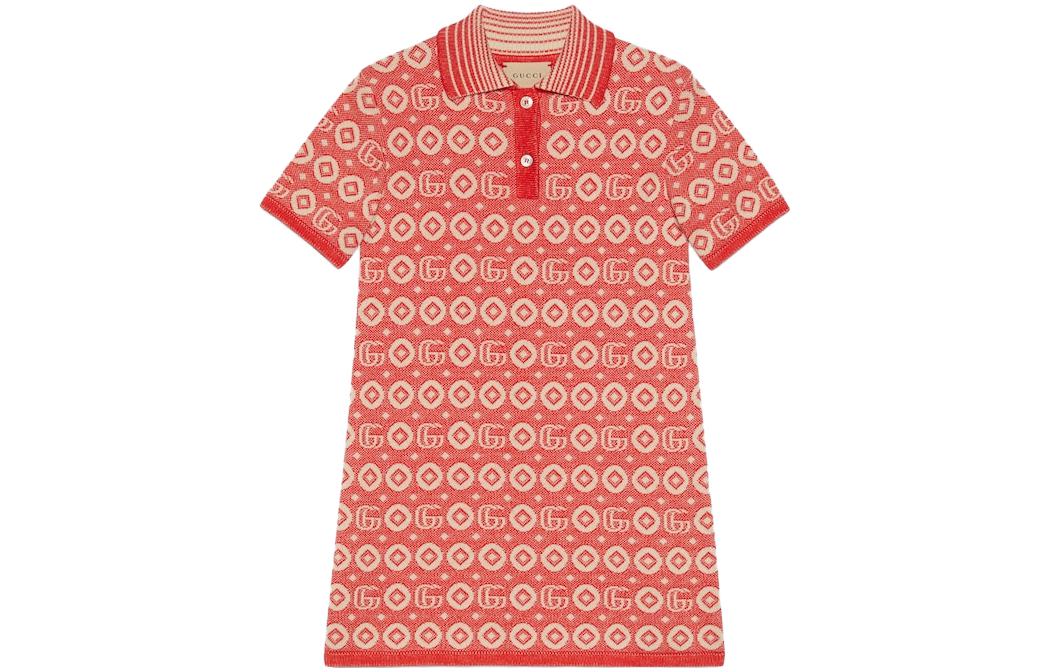 (Women) Gucci Kids Red Logo Print Short Sleeve Dress SS24 Girls 769265-XKDRV-6085