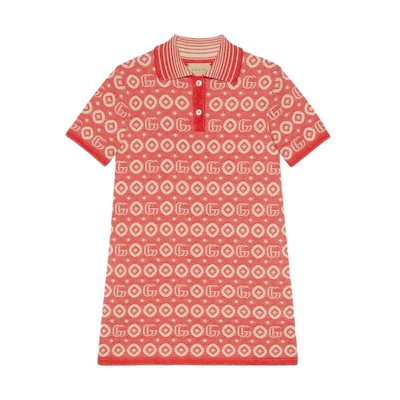 (Women) Gucci Kids Red Logo Print Short Sleeve Dress SS24 Girls 769265-XKDRV-6085