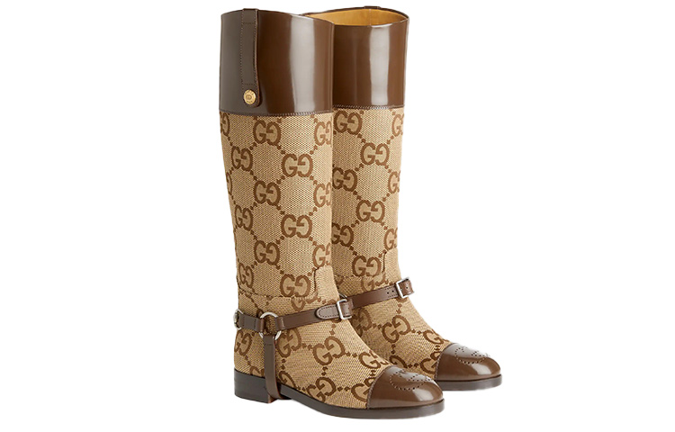 Order (W) Boot Tinggi Selutut Gucci dengan Harness 'Cokelat' 674673-UKO50-2597