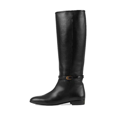 (W) Gucci Knee High Leather Boots 'Black'