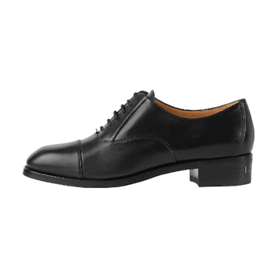 (W) Gucci Lace-Up Leather Flat 'Black'