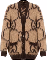 (Women) Gucci Ladies' Brown Reversible Logo Jacquard Button-Up Knit Sweater 635160-XKBK2-2254 (Women) Gucci Ladies' Brown Reversible Logo Jacquard Button-Up Knit Sweater 635160-XKBK2-2254
