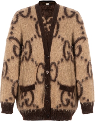 (W) グッチ レディース ブラウン リバーシブル ロゴ ジャカード ボタンアップ ニットセーター 635160-XKBK2-2254 Buy (W) グッチ レディース ブラウン リバーシブル ロゴ ジャカード ボタンアップ ニットセーター 635160-XKBK2-2254