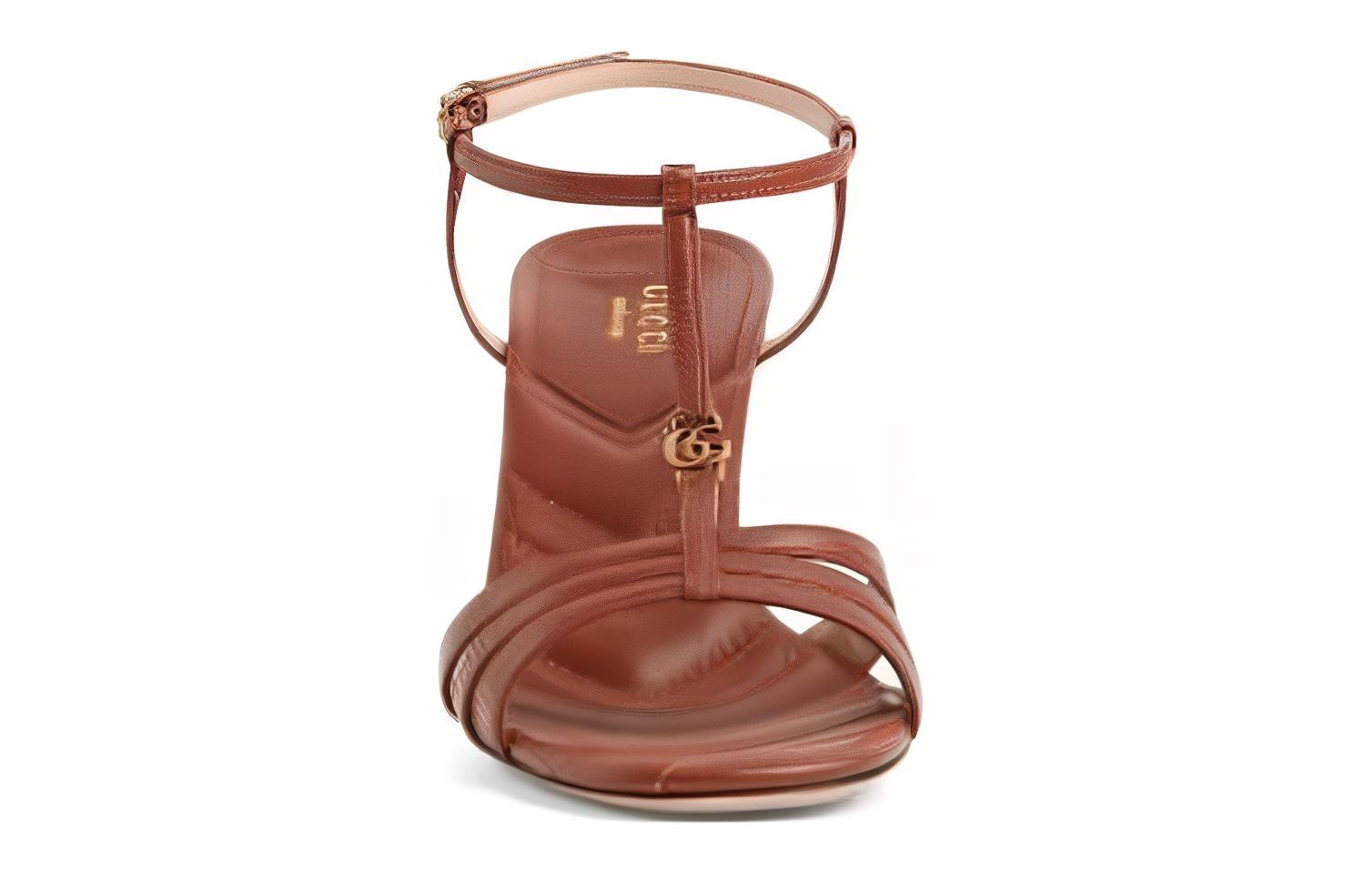 (W) Gucci Leather 'Brown Fashion Versatile Slide Sandals' 圖 4