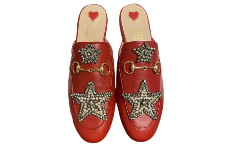 Order (W) Sandalias Gucci de Cuero 'Pearl Star' Rojas 463180-C9D00-6433