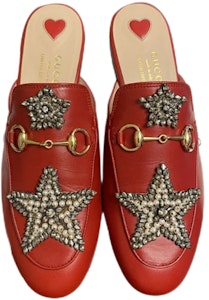 (W) 古驰红色珍珠星星皮革拖鞋 463180-C9D00-6433 Order (W) 古驰红色珍珠星星皮革拖鞋 463180-C9D00-6433
