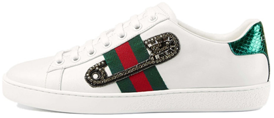 (Women) Gucci Leather Ace Safety Pin Embellished Low Top 'White' 454552-A38G0-9064 Buy (Women) Gucci Leather Ace Safety Pin Embellished Low Top 'White' 454552-A38G0-9064
