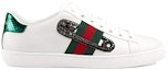 Order (W) Gucci Kulit Ace Jarum Peniti Hiasan Kasut Rendah 'Putih' 454552-A38G0-9064