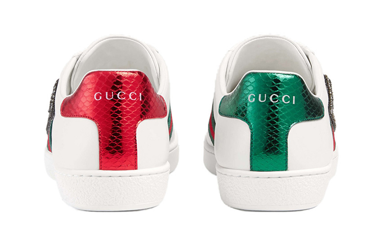 Shop GUCCI 古馳 ACE 真皮 時尚板鞋 女款 白色