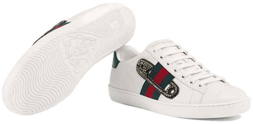 (Women) Gucci Leather Ace Safety Pin Embellished Low Top 'White' 454552-A38G0-9064 Purchase (Women) Gucci Leather Ace Safety Pin Embellished Low Top 'White' 454552-A38G0-9064