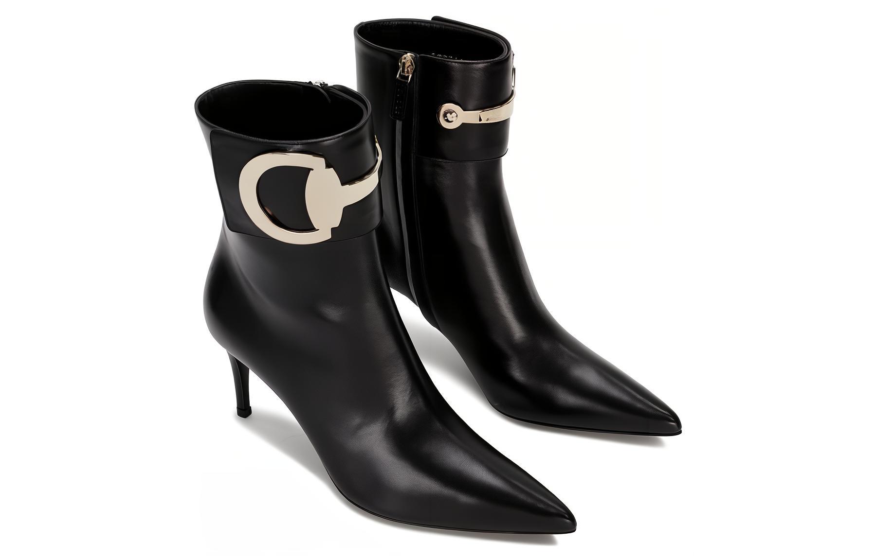 Order (W) グッチ レザーアンクルブーツ 「ブラックファッション」 388362-C9D00-1000