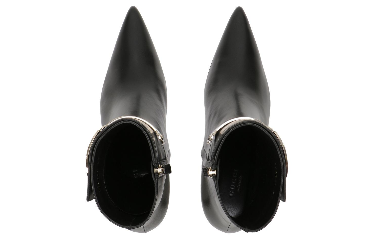 Shop (W) グッチ レザーアンクルブーツ 「ブラックファッション」 388362-C9D00-1000