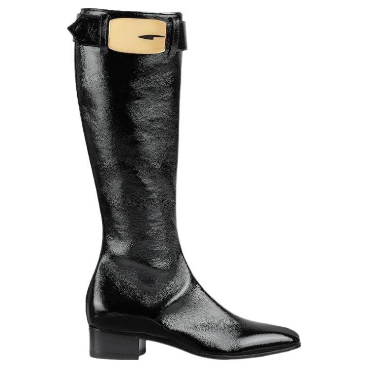 Order (W) Bota Tobillera de Cuero Gucci 'Negro Oro' 750493-AB800-1000