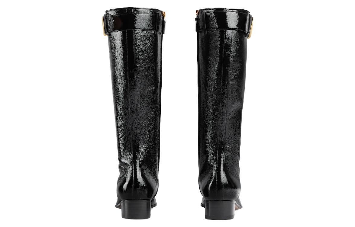 Purchase (W) Bota Tobillera de Cuero Gucci 'Negro Oro' 750493-AB800-1000