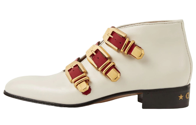 (Women) Gucci Leather Ankle Boot 'Fashion Buckle - White' 699477-06F60-9072
