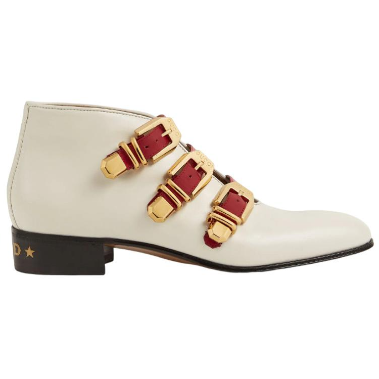 Order (W) Gucci Sepatu Kulit Pendek 'Fashion Buckle - Putih' 699477-06F60-9072