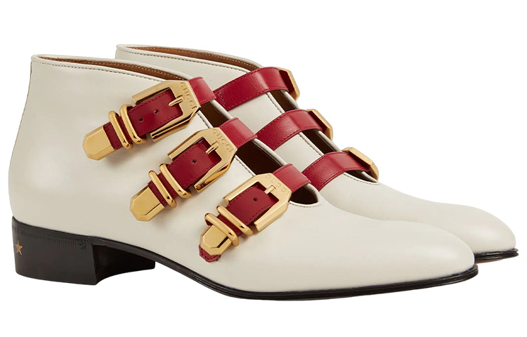 Lookbook (W) Gucci Sepatu Kulit Pendek 'Fashion Buckle - Putih' 699477-06F60-9072