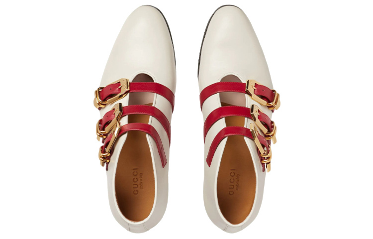 Shop (W) Gucci Sepatu Kulit Pendek 'Fashion Buckle - Putih' 699477-06F60-9072