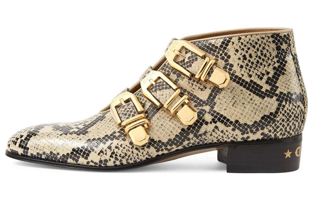 (Women) Gucci Leather Ankle Boot 'Python Buckle Fashion' 699477-19Y50-9719