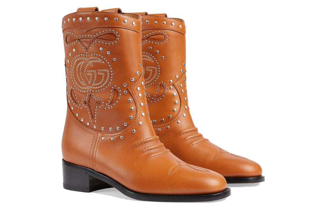 Lookbook (W) Gucci Leren Enkellaars ''Vintage Slip-On Lichtbruin'' 750508-AABCR-2176