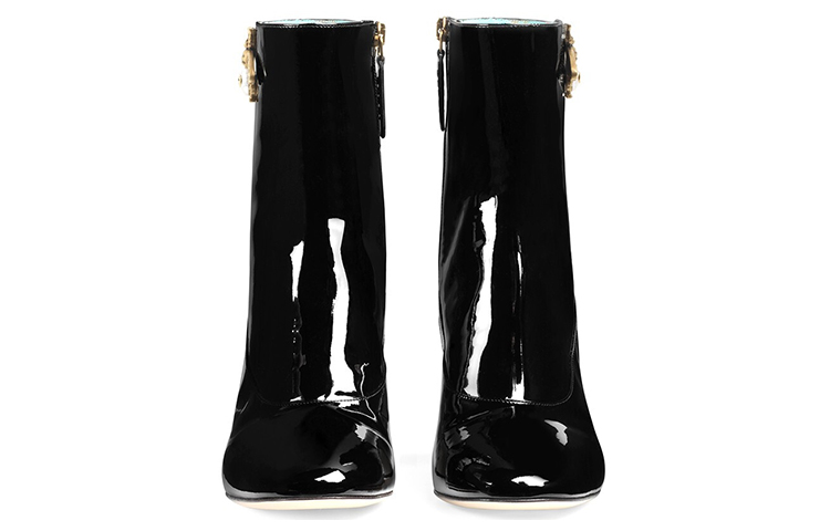 Lookbook (W) Gucci Sepatu Boot Kulit Hitam dengan Detail Lebah 475831-BNC00-1000