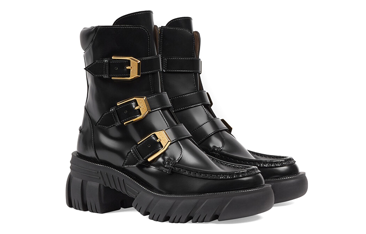 Order GUCCI 古馳 皮革搭扣短靴 女款 黑