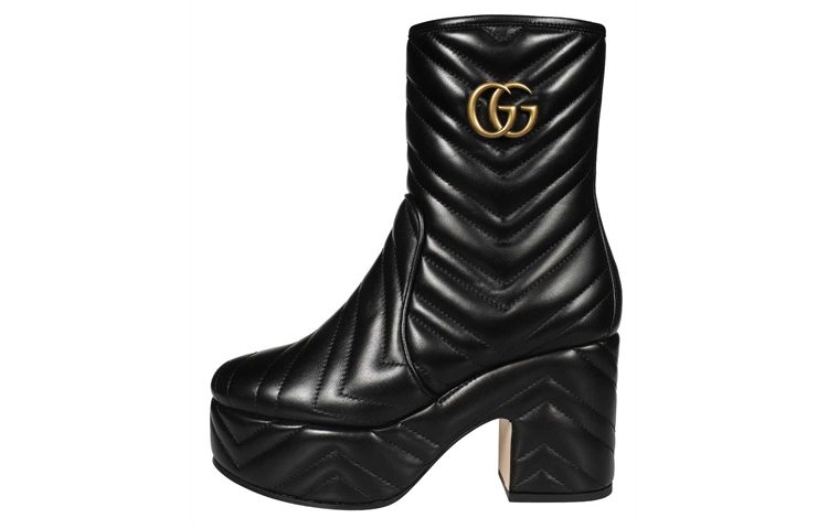 (Women) Gucci Leather Ankle Boots 'Black Logo Chunky Heel' 659171-BKO00-1000