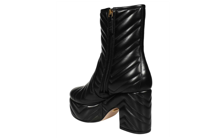 Lookbook (Women) Gucci Leather Ankle Boots 'Black Logo Chunky Heel' 659171-BKO00-1000