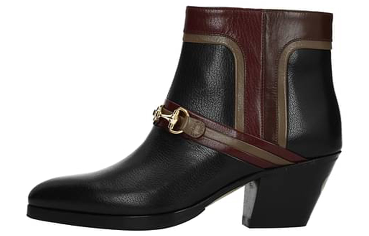 (Women) Gucci Leather Ankle Boots 'Black Red' 617536-1D070-1068